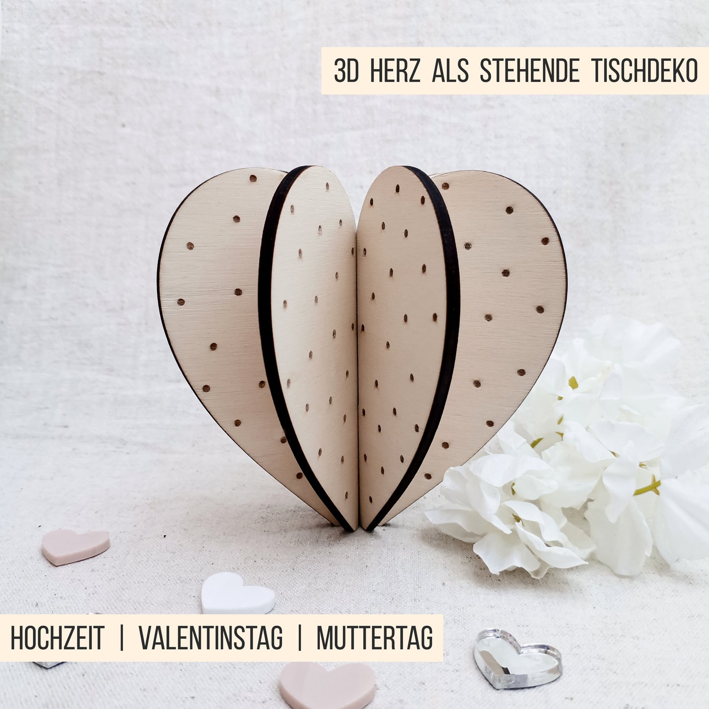 3D Herz * dreidimensionale Herzen zum Stecken * 3mm | 4mm * Bundle * SVG Laserdatei
