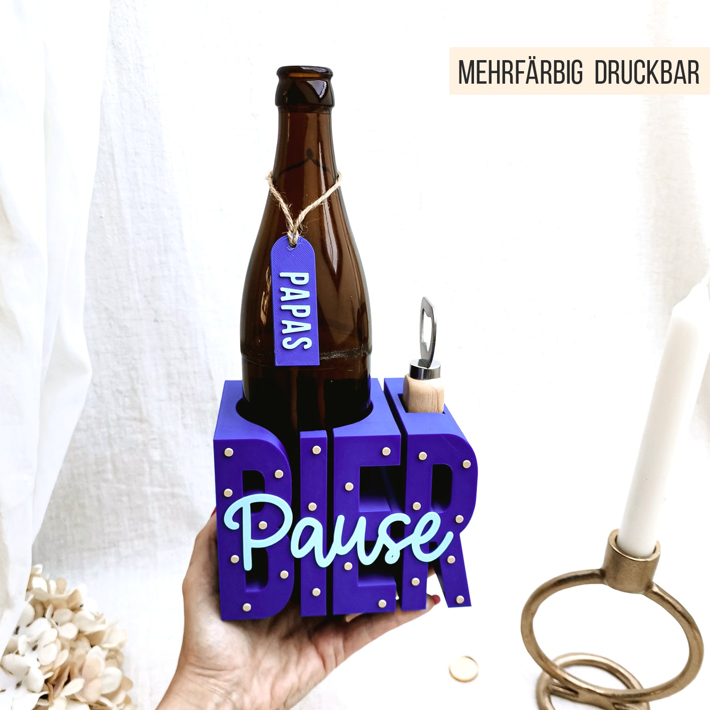 Bier Pause Bierflaschen Halter * 0,5l Bier Flasche * Bundle * STL + 3MF 3D Druckdatei