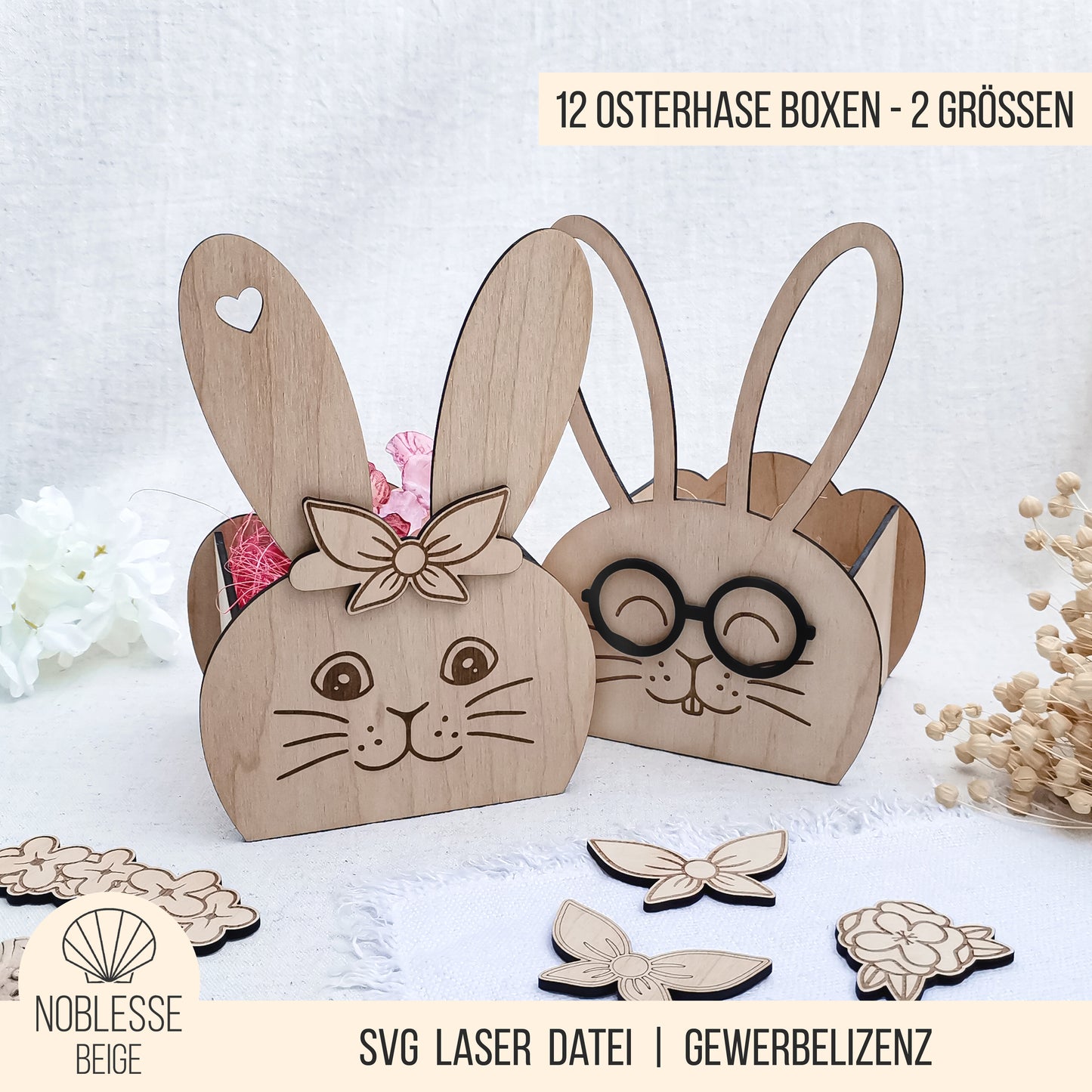 Osterhase Box * Osterkorb mit 3D Zubehör * personalisierbar * 3mm | 4mm * Bundle * SVG Laserdatei