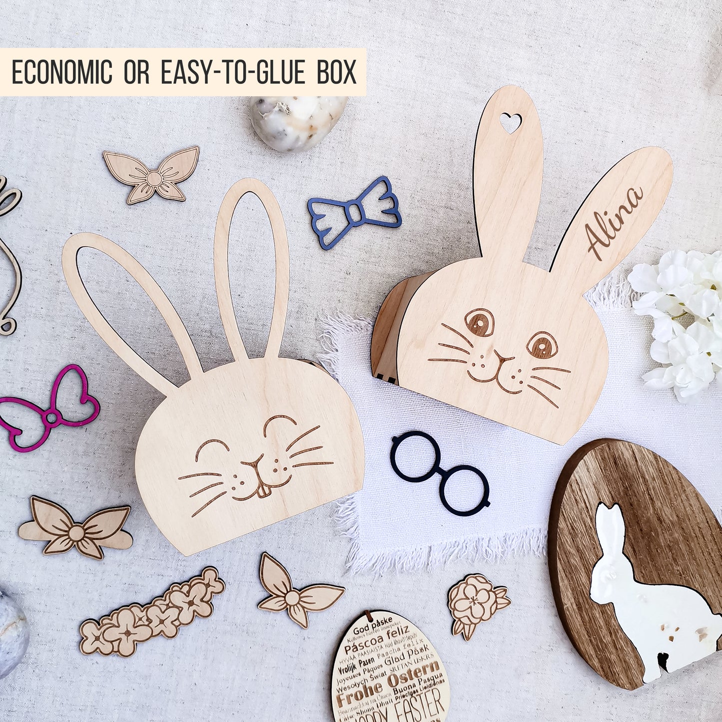 Osterhase Box * Osterkorb mit 3D Zubehör * personalisierbar * 3mm | 4mm * Bundle * SVG Laserdatei