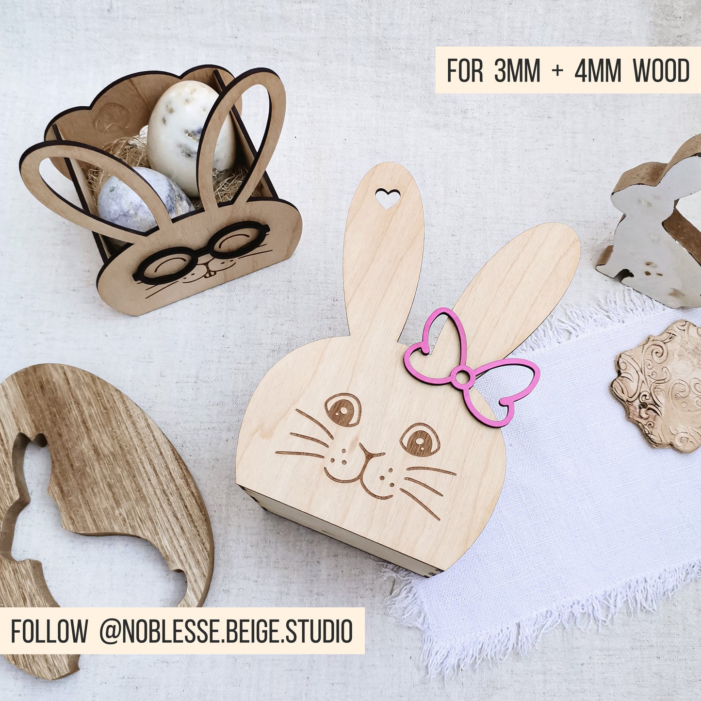 Osterhase Box * Osterkorb mit 3D Zubehör * personalisierbar * 3mm | 4mm * Bundle * SVG Laserdatei