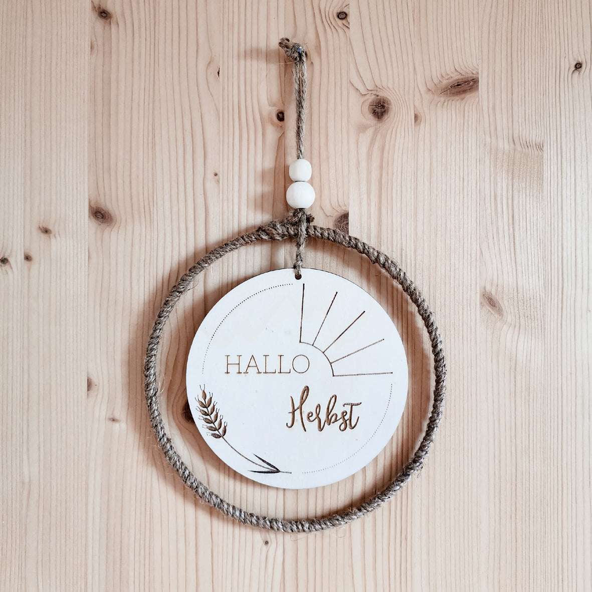 Hallo Herbst * Jutekranz mit Holzschild