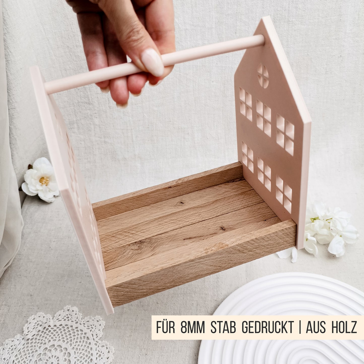Haus Etagere für Klötzchen * Haus Tragerl Geschenk Box * 22x8mm | 23x8mm * STL + 3MF 3D Druckdatei