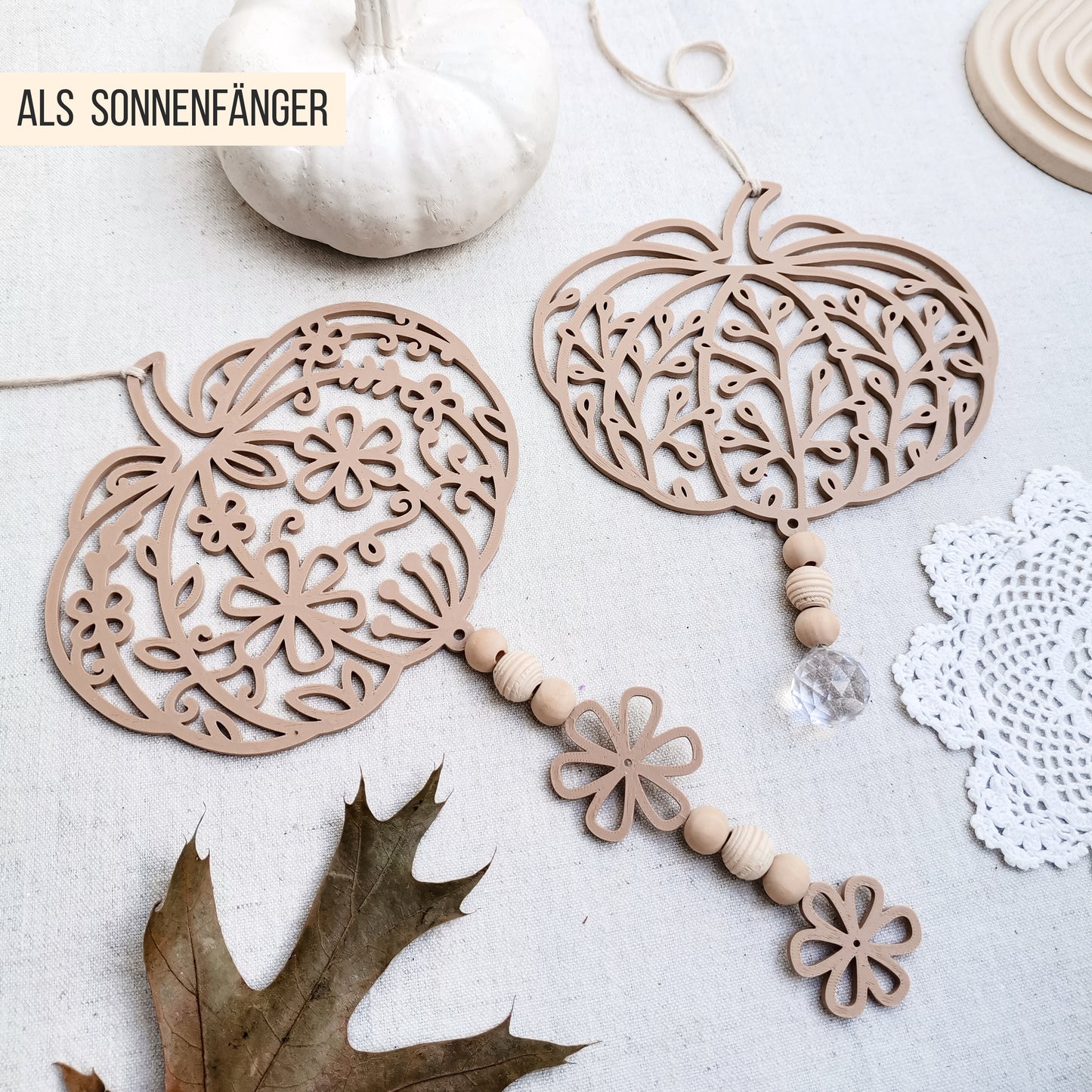 Florale Kürbisse | Kürbis mit Blumen Blättern * Wand Deko | Anhänger | Sonnenfänger * Bundle * STL + 3MF 3D Druckdatei