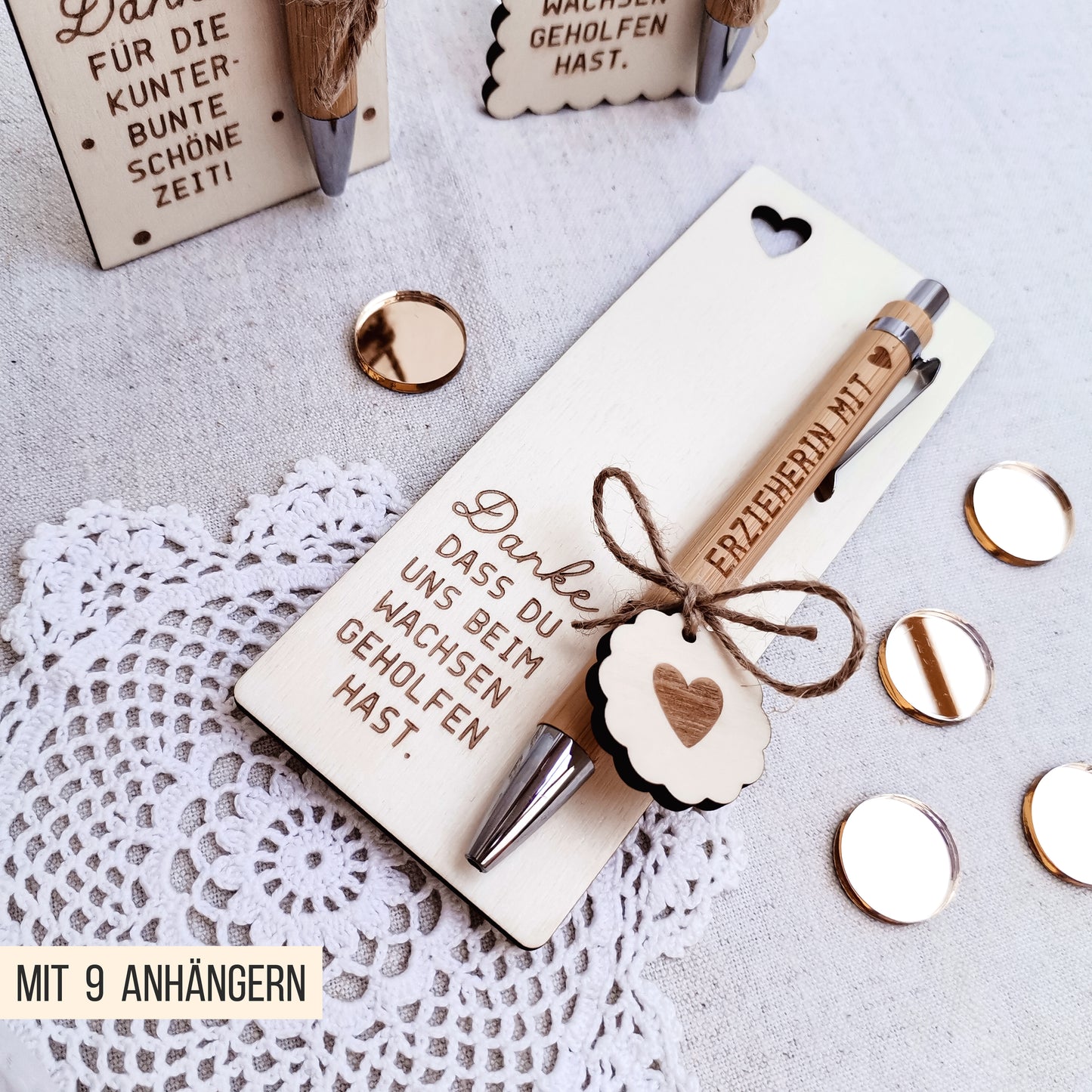 Kugelschreiber Halter & Kugelschreiber Gravuren * Geschenk für Erzieher | Lehrer * Bundle SVG Laserdatei