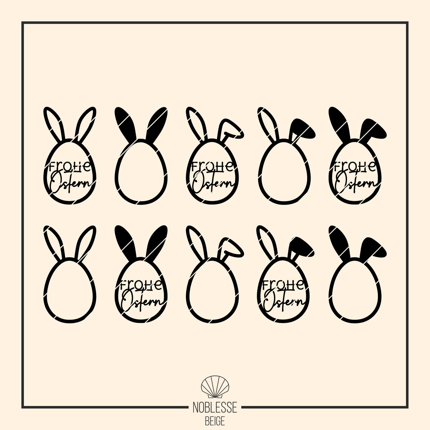 Loop * Frohe Ostern * Osterei Kranz mit Hasenohren * Bundle * SVG Laserdatei