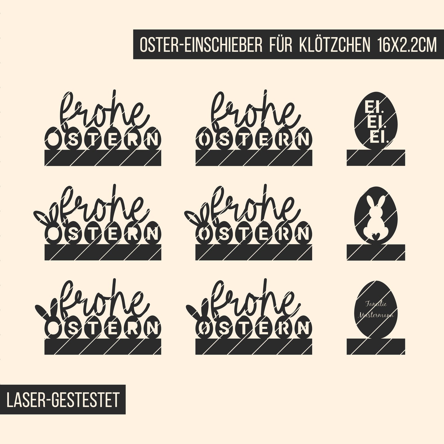 Frohe Ostern * Klötzchen Motiv * Bundle mit Klötzchen Gravuren * SVG Laserdatei