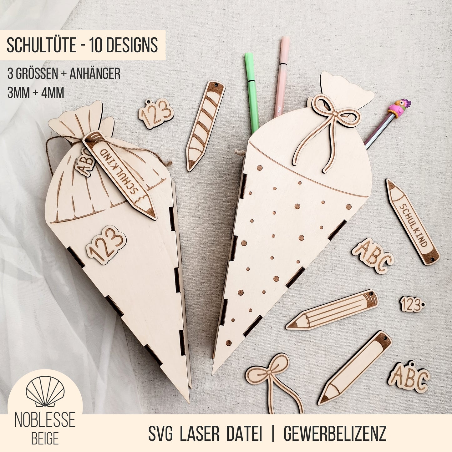 Schultüte * Zuckertüte Geschenk Box * 3mm | 4mm * SVG Laserdatei