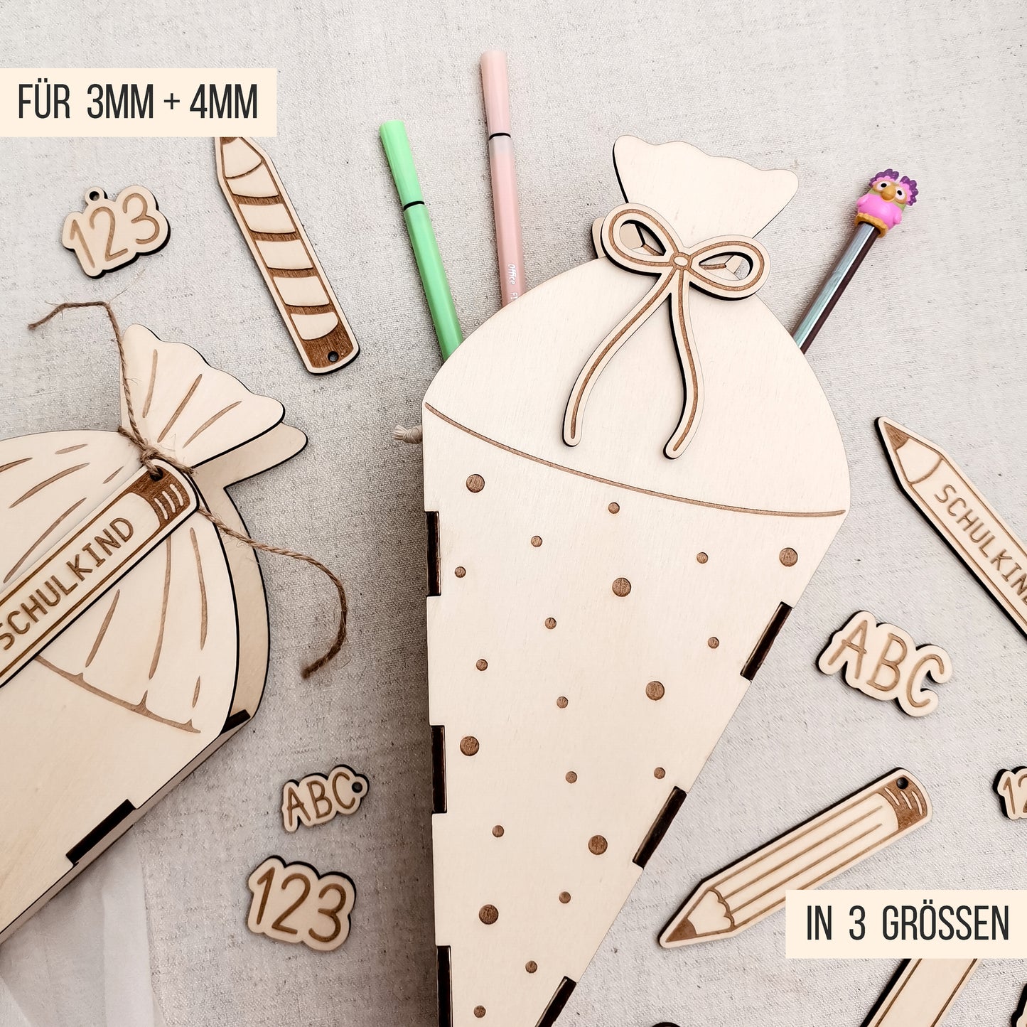 Schultüte * Zuckertüte Geschenk Box * 3mm | 4mm * SVG Laserdatei