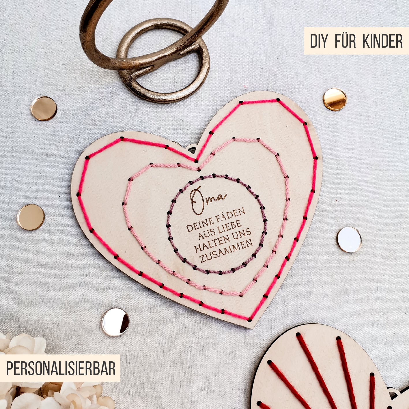 Stickherzen Muttertag * DIY Herz Schild mit Garn Stickerei * Bundle * SVG Laserdatei