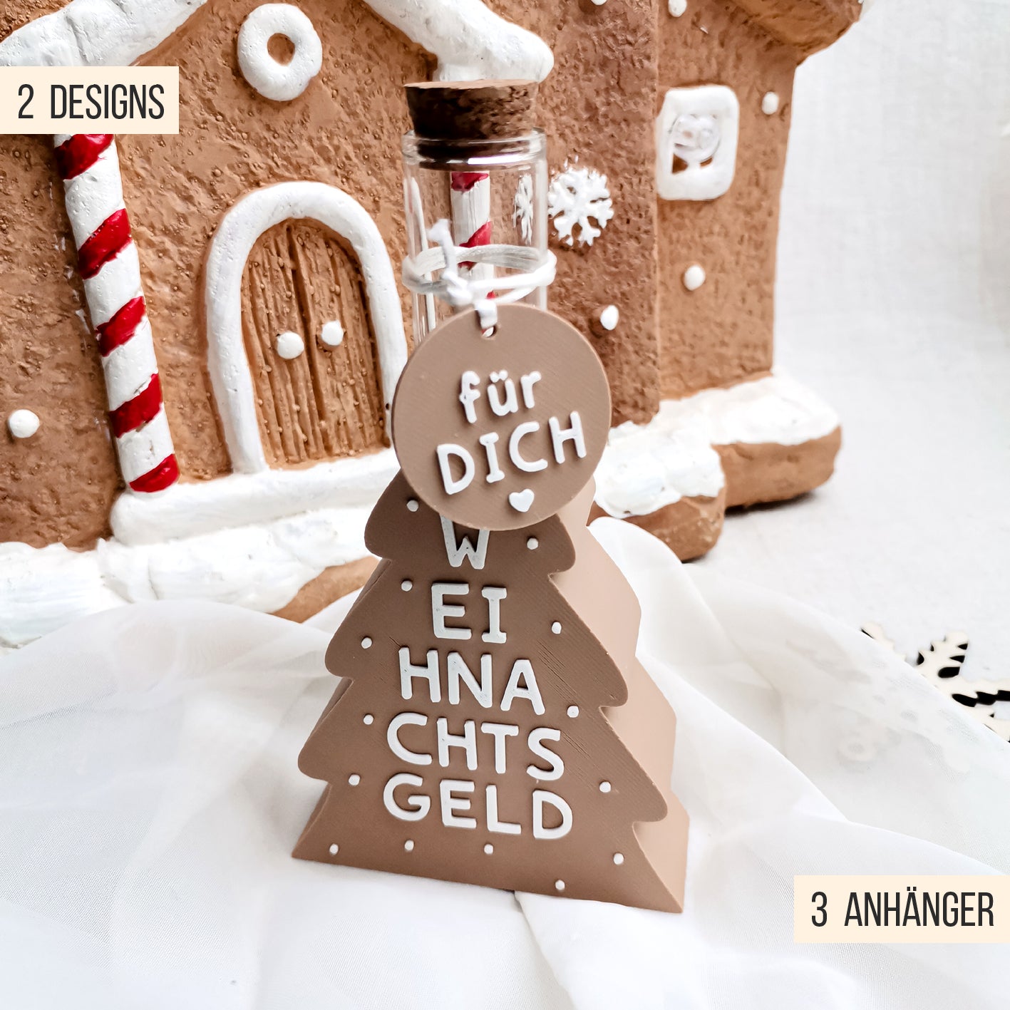 Frohe Weihnachten Schriftzug * Reagenzglas Wunscherfüller Geldhalter * 16mm | 20mm | 22mm * Bundle * STL + 3MF 3D Druckdatei