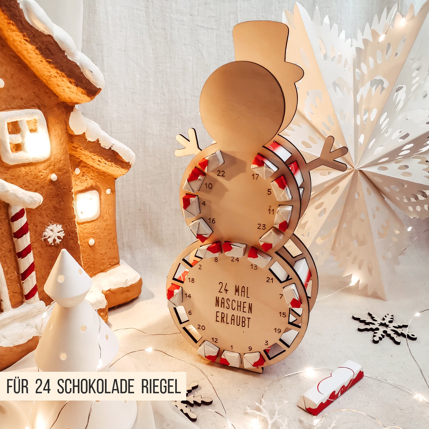 Adventskalender Schneemann für orange-weisse Schokoriegel * 3mm | 4mm | 6mm * Bundle * SVG Laserdatei