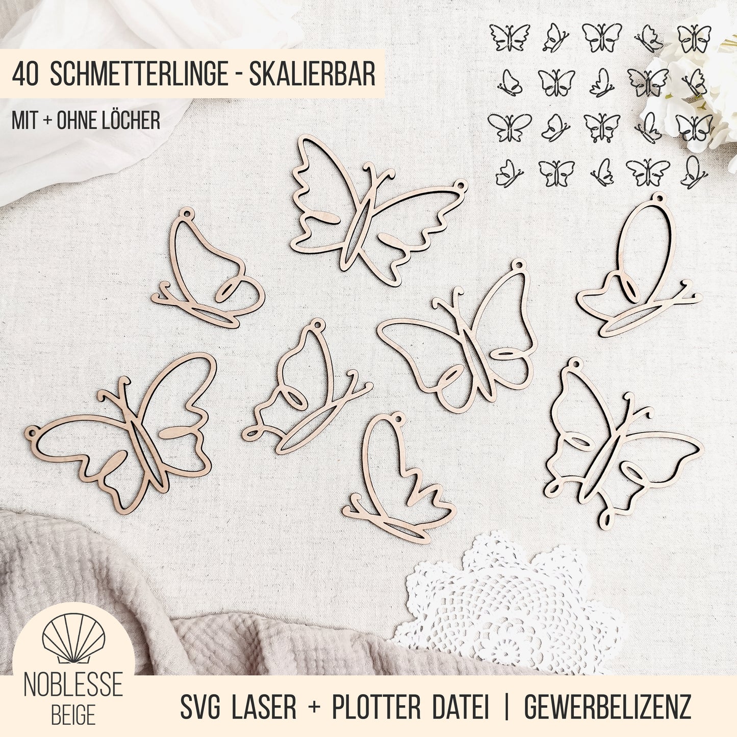 Schmetterlinge * Bundle * Line Art | Anhänger * SVG Laserdatei + Plotterdatei
