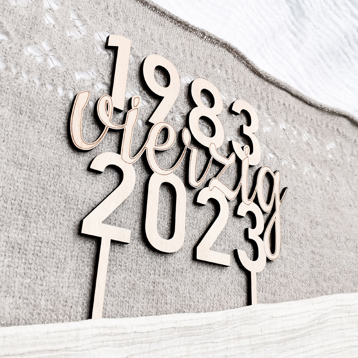 Cake Topper * Jubiläums-Geburtsjahr mit Jahr & Schriftzug * Holz