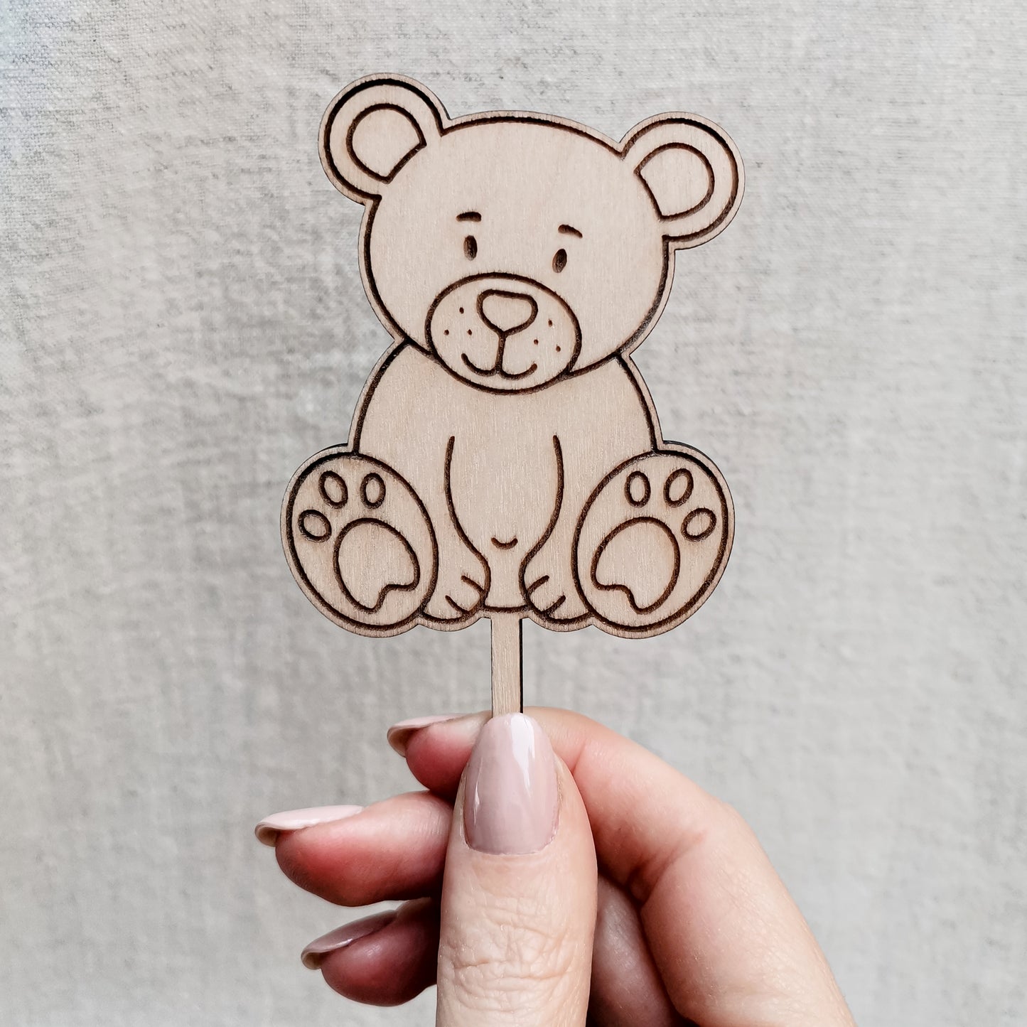 Cake Topper * Teddybär mit Masche * Holz