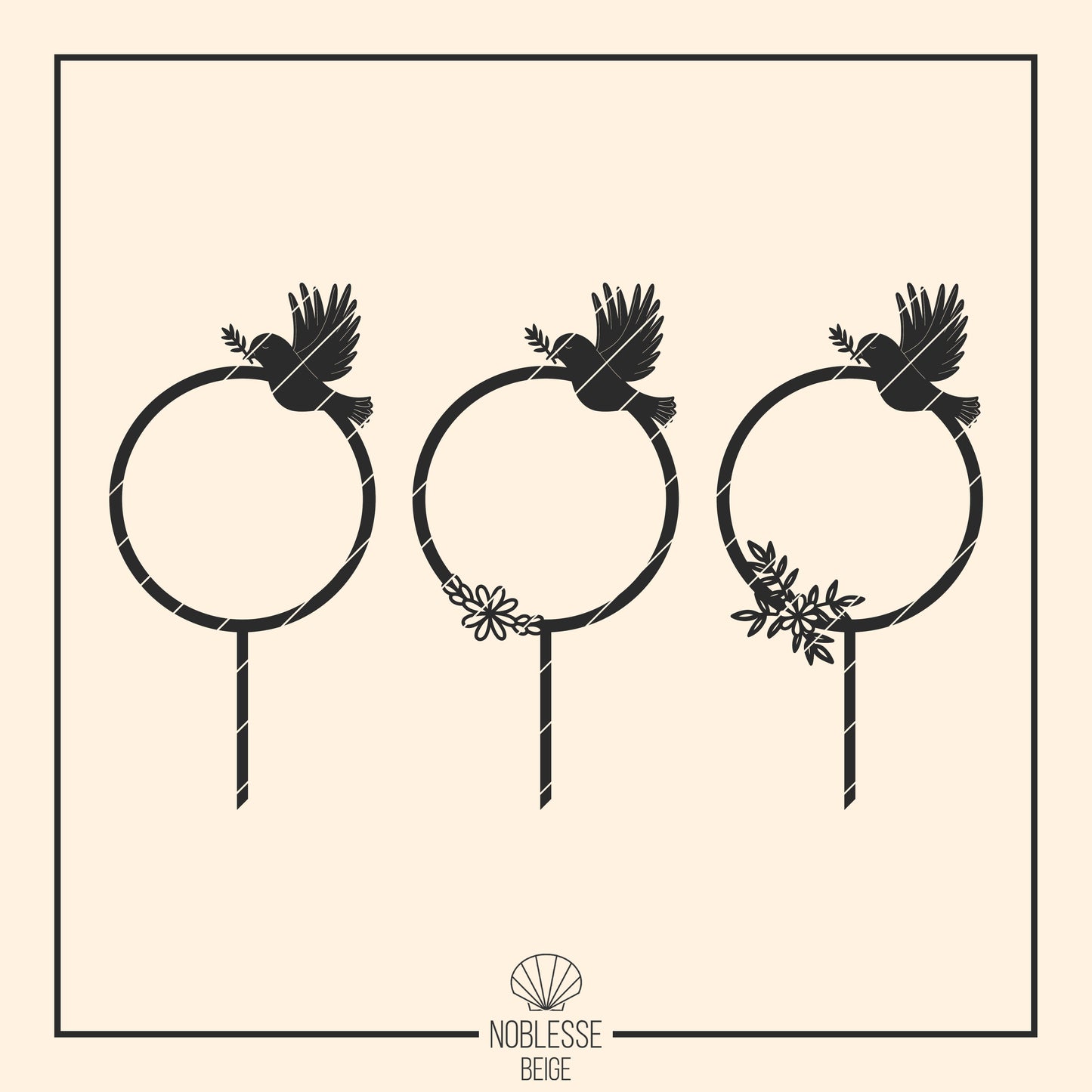 Cake Topper Taufe | Kommunion | Firmung * Taube im Kranz * 3 Designs * SVG Laserdatei