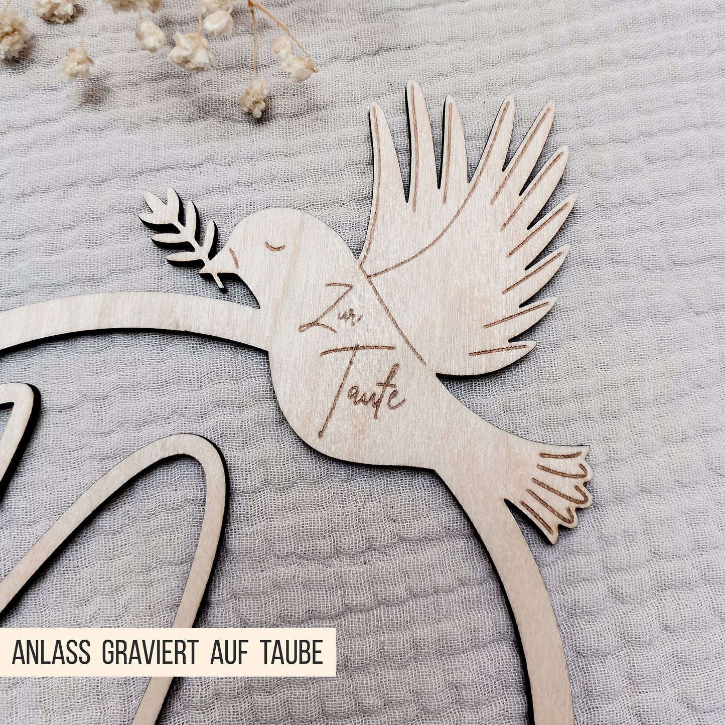 Cake Topper Taufe | Kommunion | Firmung * Taube im Kranz * 3 Designs * SVG Laserdatei