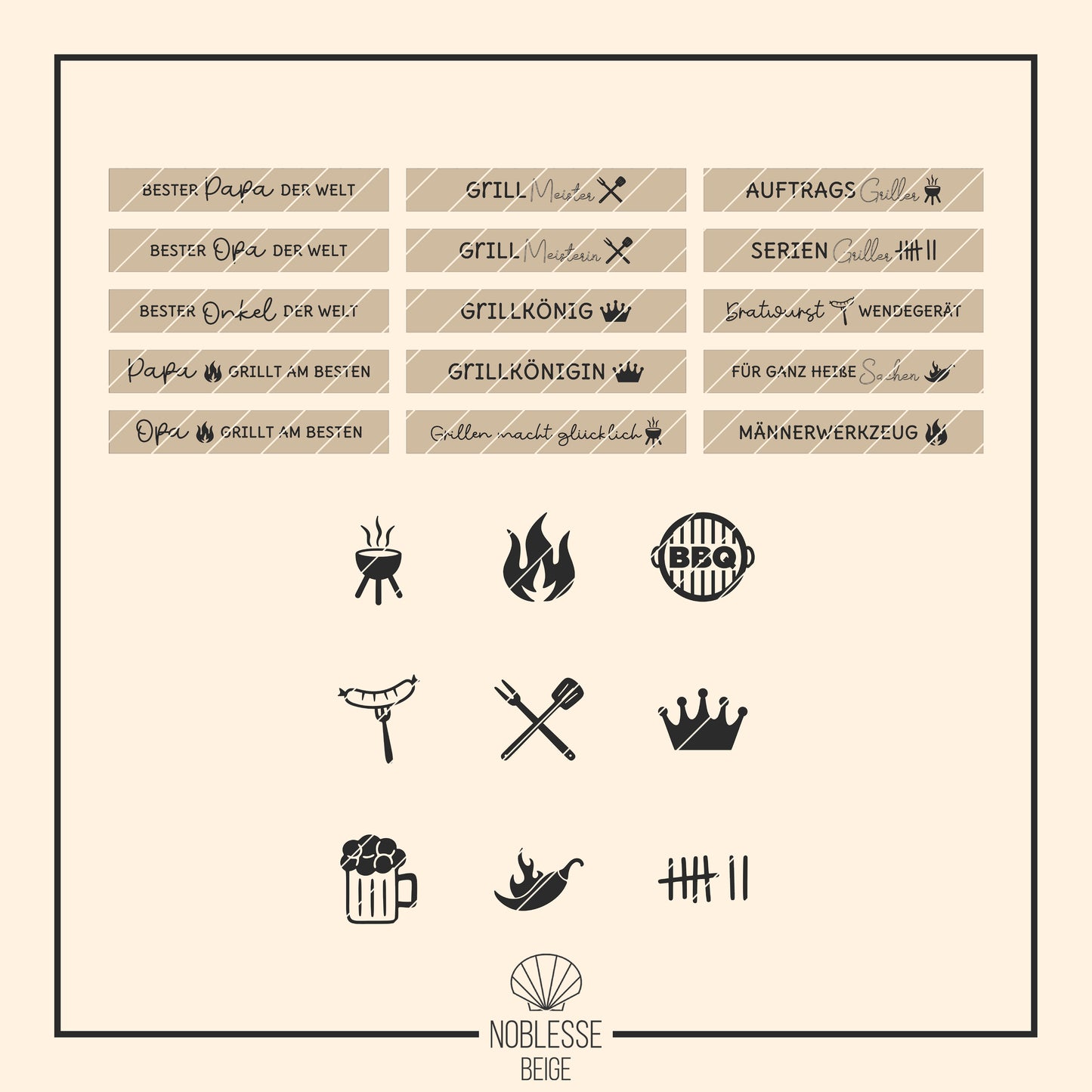 Grillzange Sprüche * für Papa | Opa | Onkel | Grillmeister * Bundle mit 15 Gravuren + BBQ Griller Icons * personalisierbar * SVG Laserdatei + Plotterdatei
