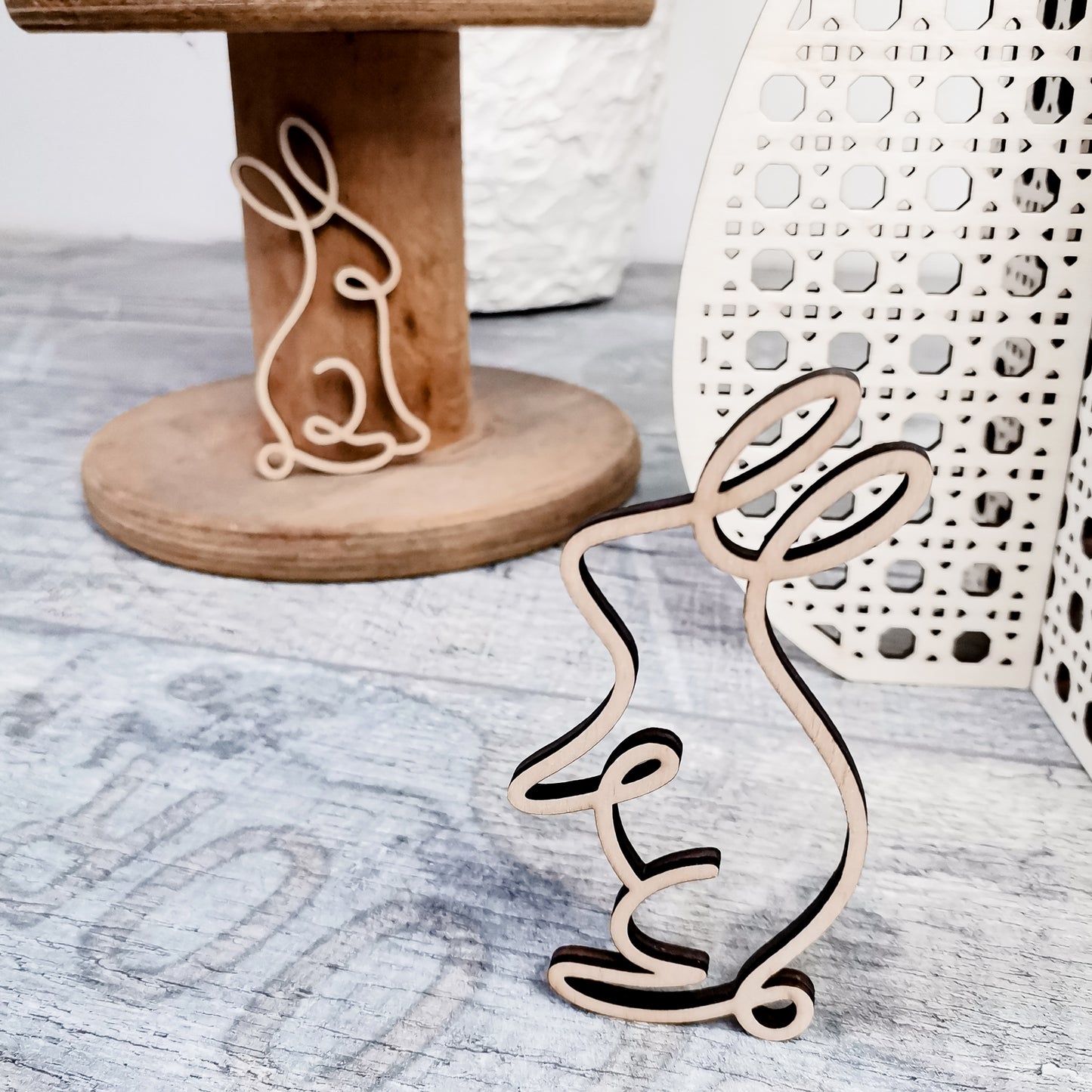Häschen Anhänger * 2-Set aus Holz | Acryl * Design Line Art