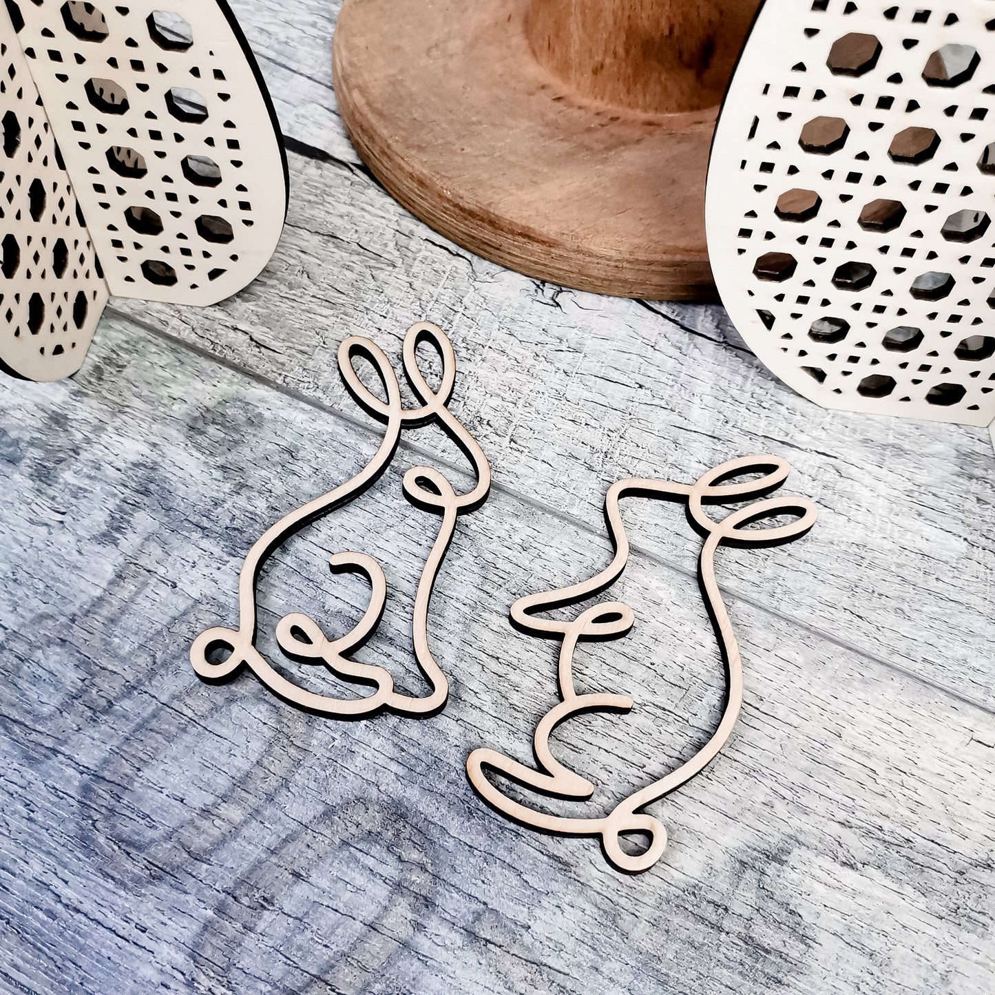 Häschen Anhänger * 2-Set aus Holz | Acryl * Design Line Art