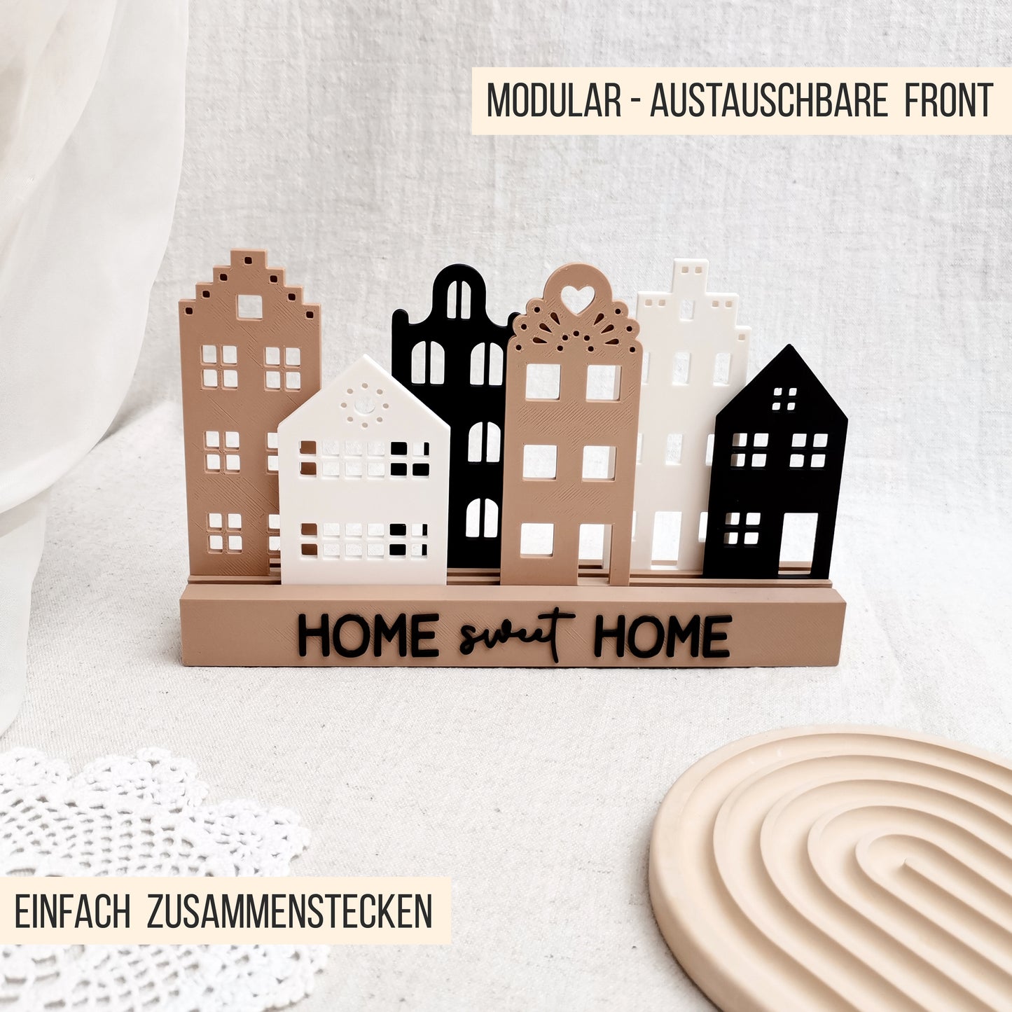 Häuserleiste Dekoleiste * Kombileiste für 3D Druck und Laser Einschieber * 3mm * STL + 3MF 3D Druckdatei | SVG Laserdatei