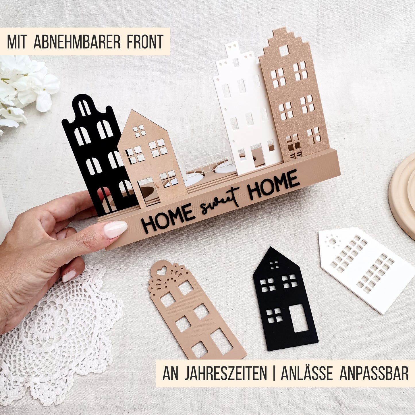 LED Häuserleiste Dekoleiste * Kombileiste für 3D Druck und Laser Einschieber * 3mm * STL + 3MF 3D Druckdatei | SVG Laserdatei