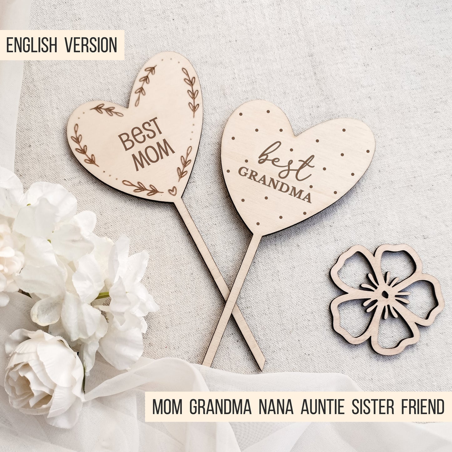 Stecker | Blumenstecker * Beste Mama | Oma | Schwester | Freundin * 4 Designs * SVG Laserdatei