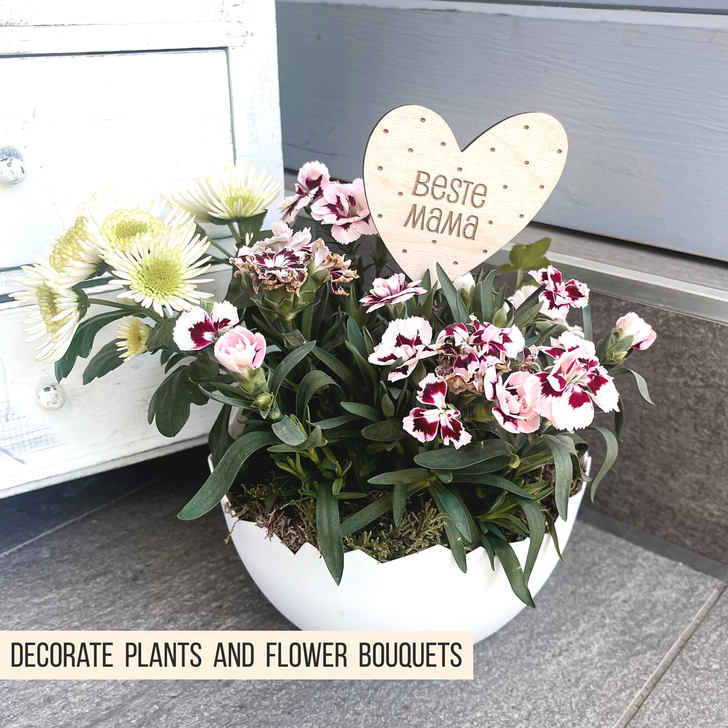 Stecker | Blumenstecker * Beste Mama | Oma | Schwester | Freundin * 4 Designs * SVG Laserdatei