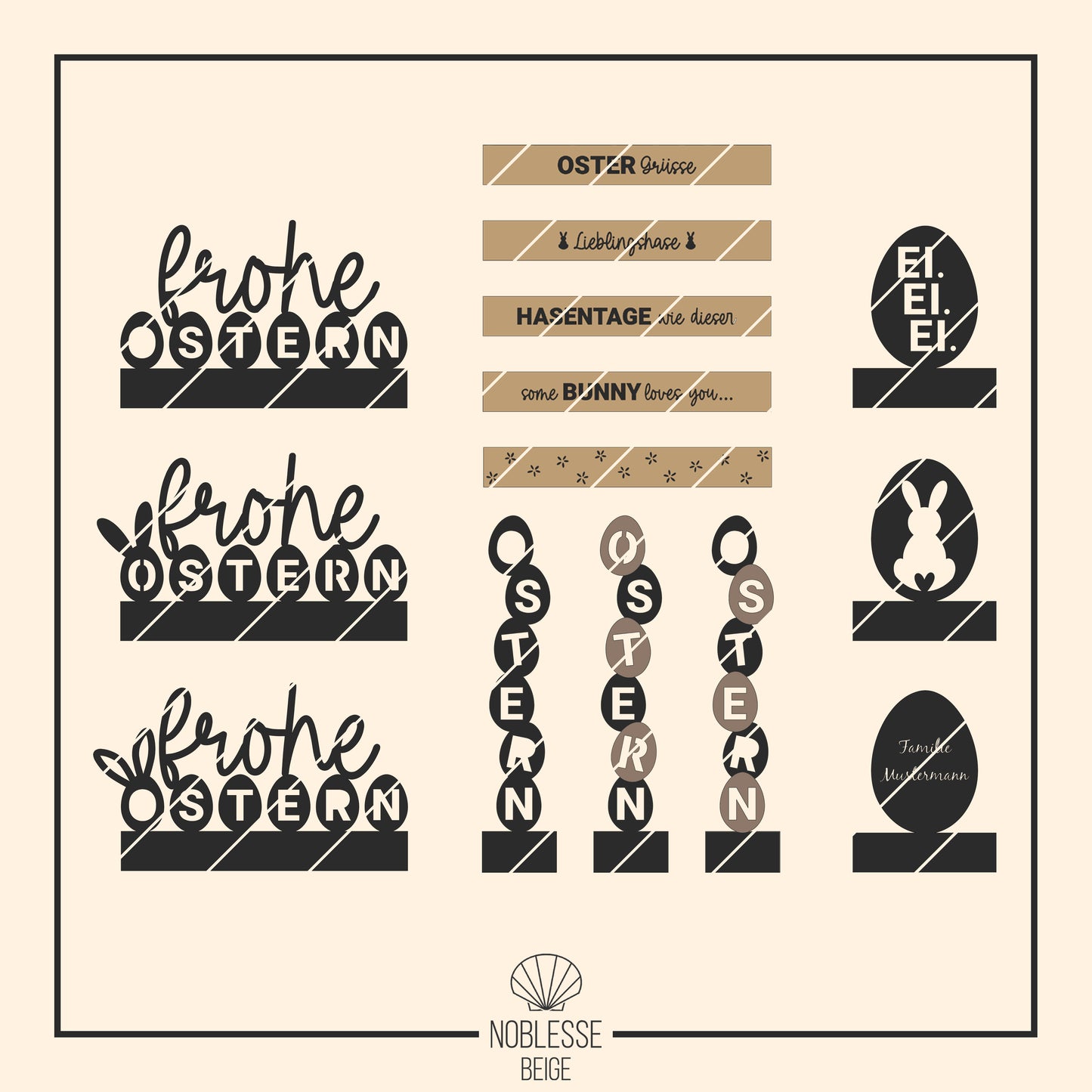 Frohe Ostern * Klötzchen Motiv * Bundle mit Klötzchen Gravuren * SVG Laserdatei