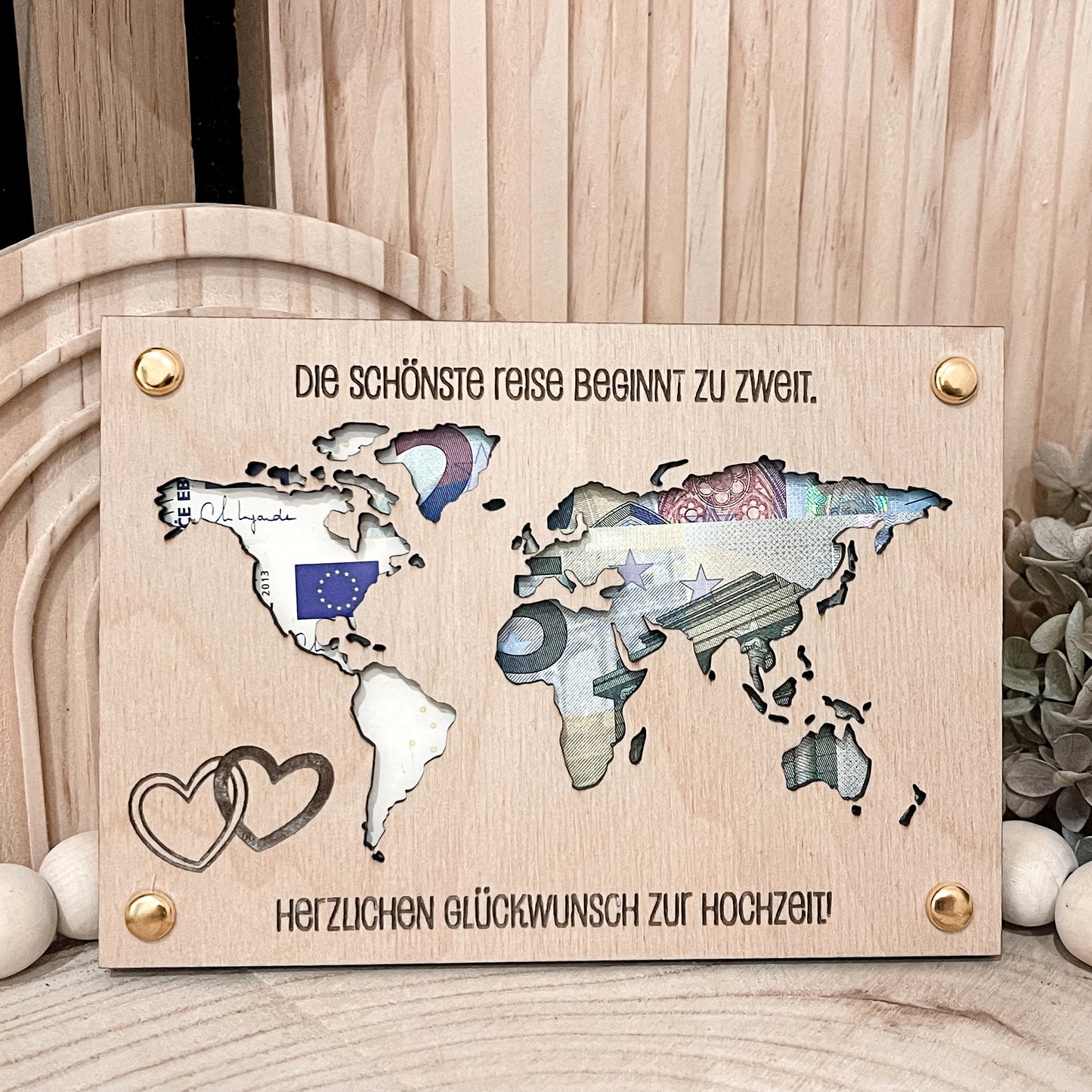Karte Weltkarte für Geldgeschenk * Hochzeitsgeschenk * Bundle * SVG Laserdatei