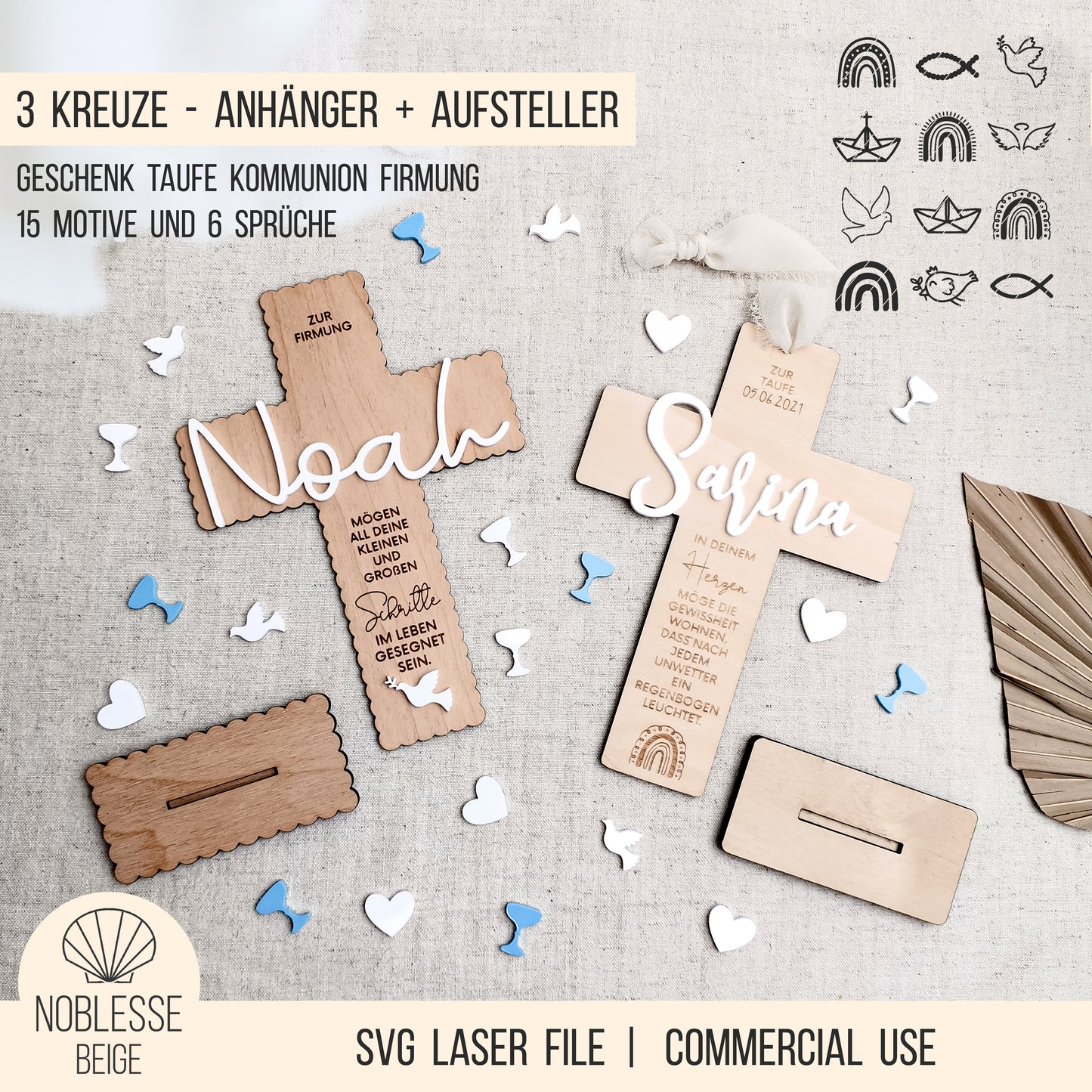 Kreuz Geschenk * Taufe | Kommunion | Firmung * Bundle * SVG Laserdatei