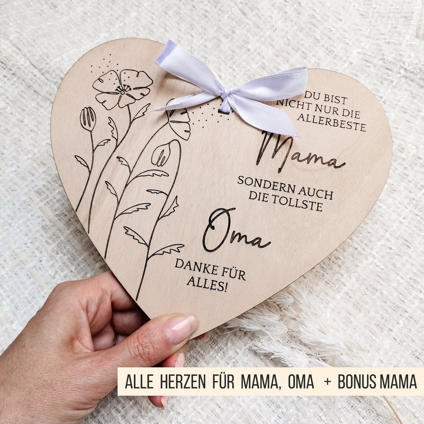 Herz Schild für Mama | Oma | Bonusmama * Geschenk Muttertag * mit Anhängern * Bundle * SVG Laserdatei