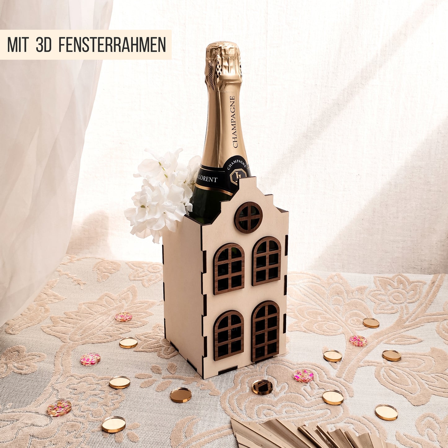 Lichterhaus Geschenk Box * für Wein | Champagnerflasche * Bundle * SVG Laserdatei