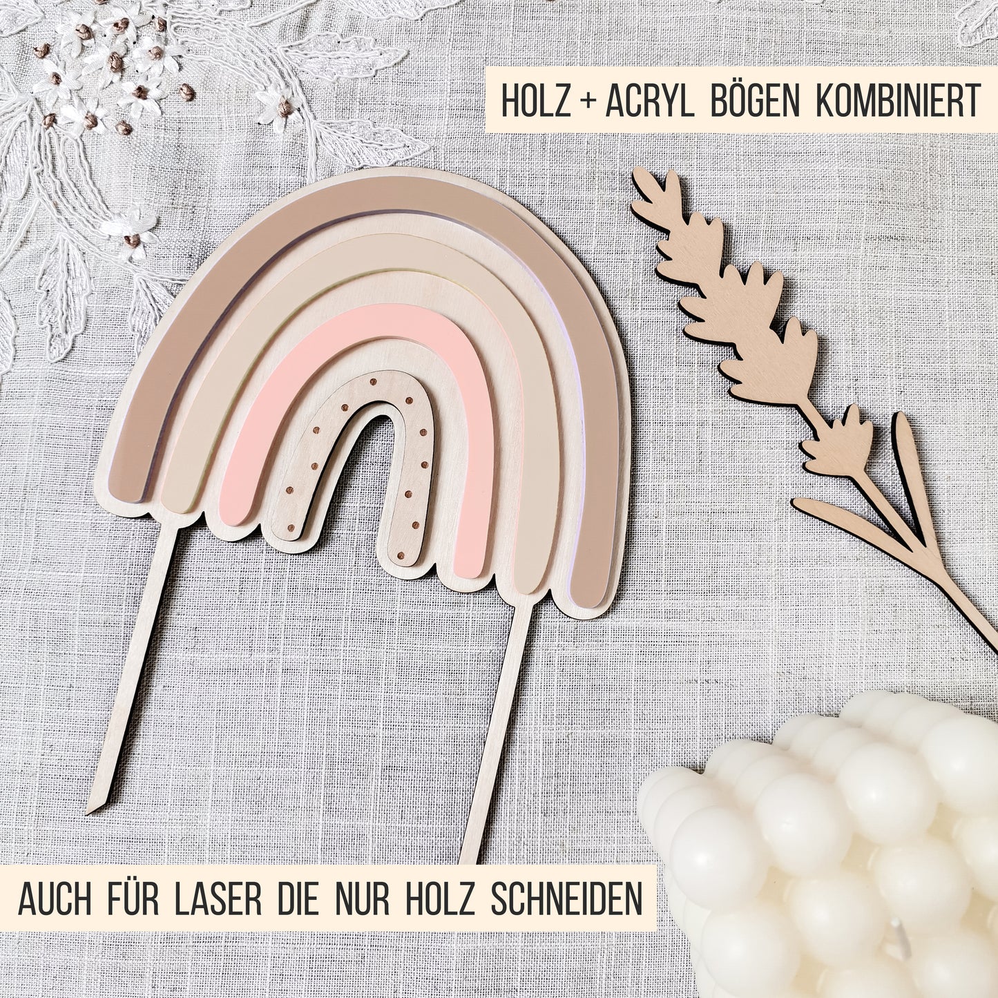 Regenbogen Cake Topper * Bundle * für Holz + Acryl * SVG Laserdatei