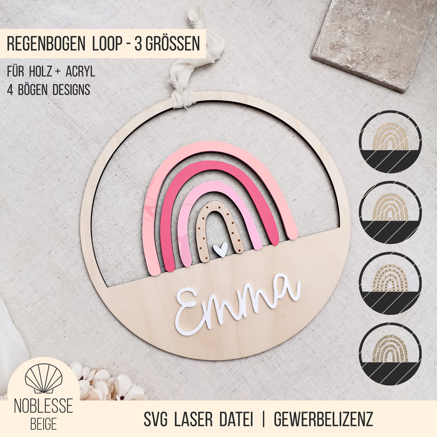 Regenbogen Loop * Schild | Türschild * personalisierbar * Bundle * SVG Laserdatei