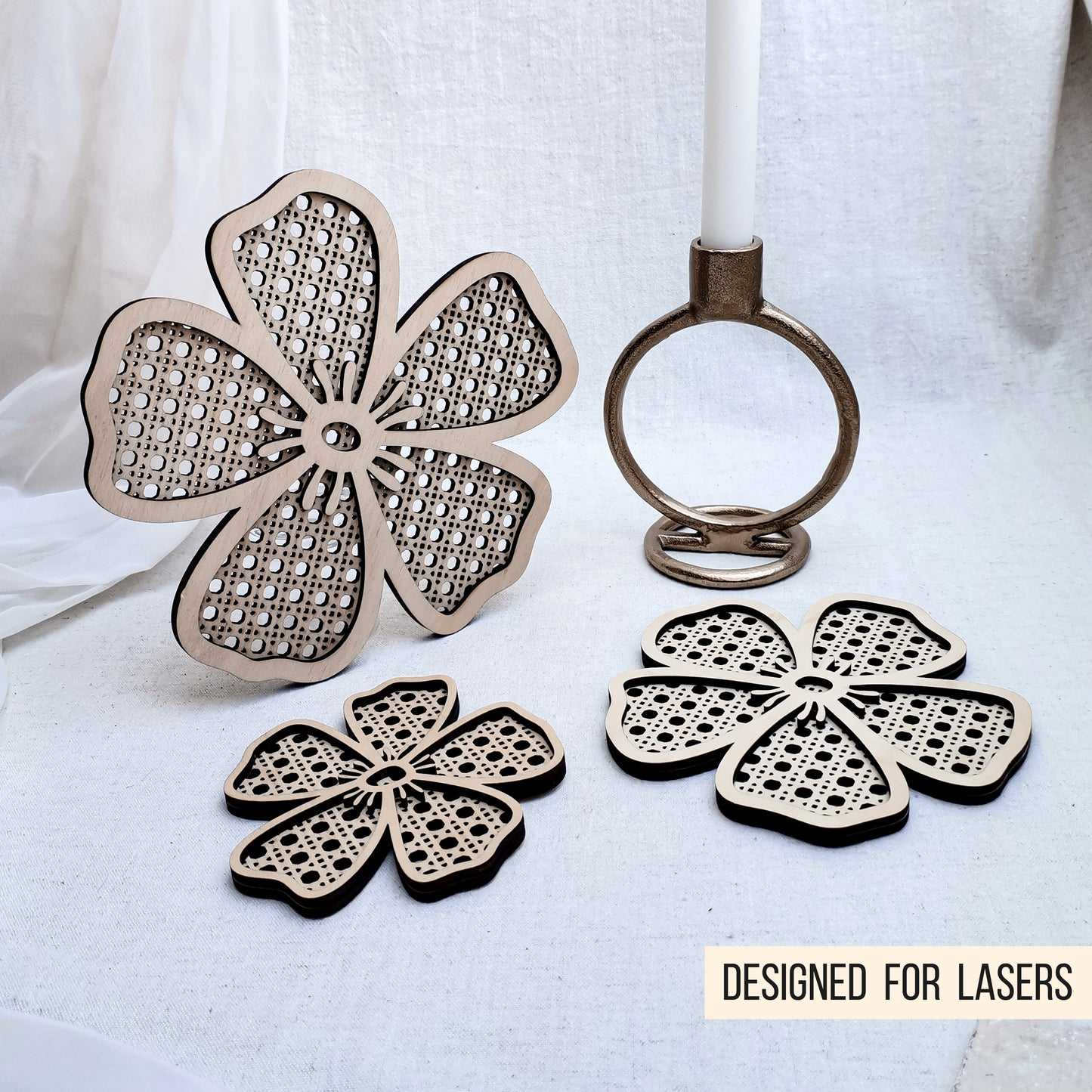 Rattan Blumen | Hibiskus Blüten mit Wiener Geflecht * 6 Designs * SVG Laserdatei