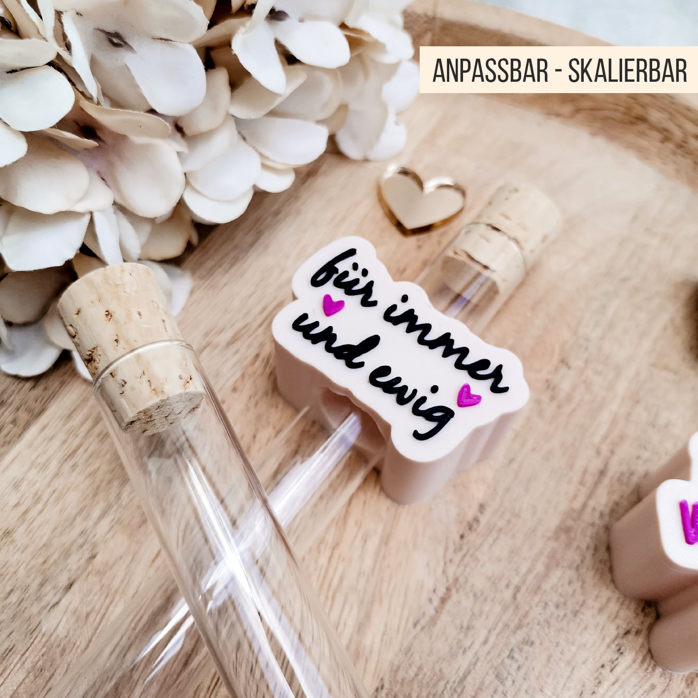 Hochzeit Sprüche Stecker für Reagenzglas * 16mm | 20mm | 22mm * Bundle * STL + 3MF 3D Druckdatei