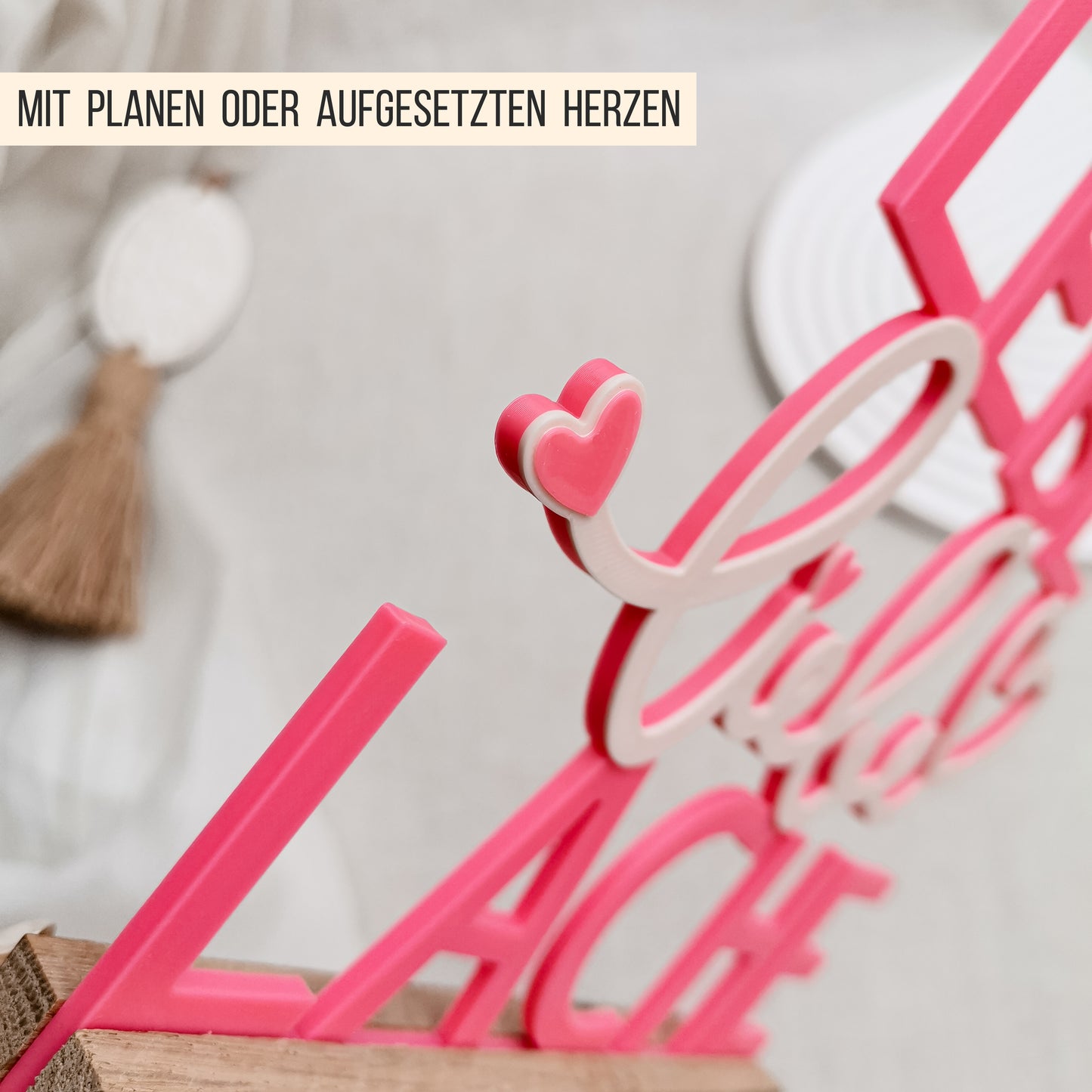 Lebe Liebe Lache Schriftzug für Klötzchen * 22x8x160mm | 23x8x160mm * STL + 3MF 3D Druckdatei