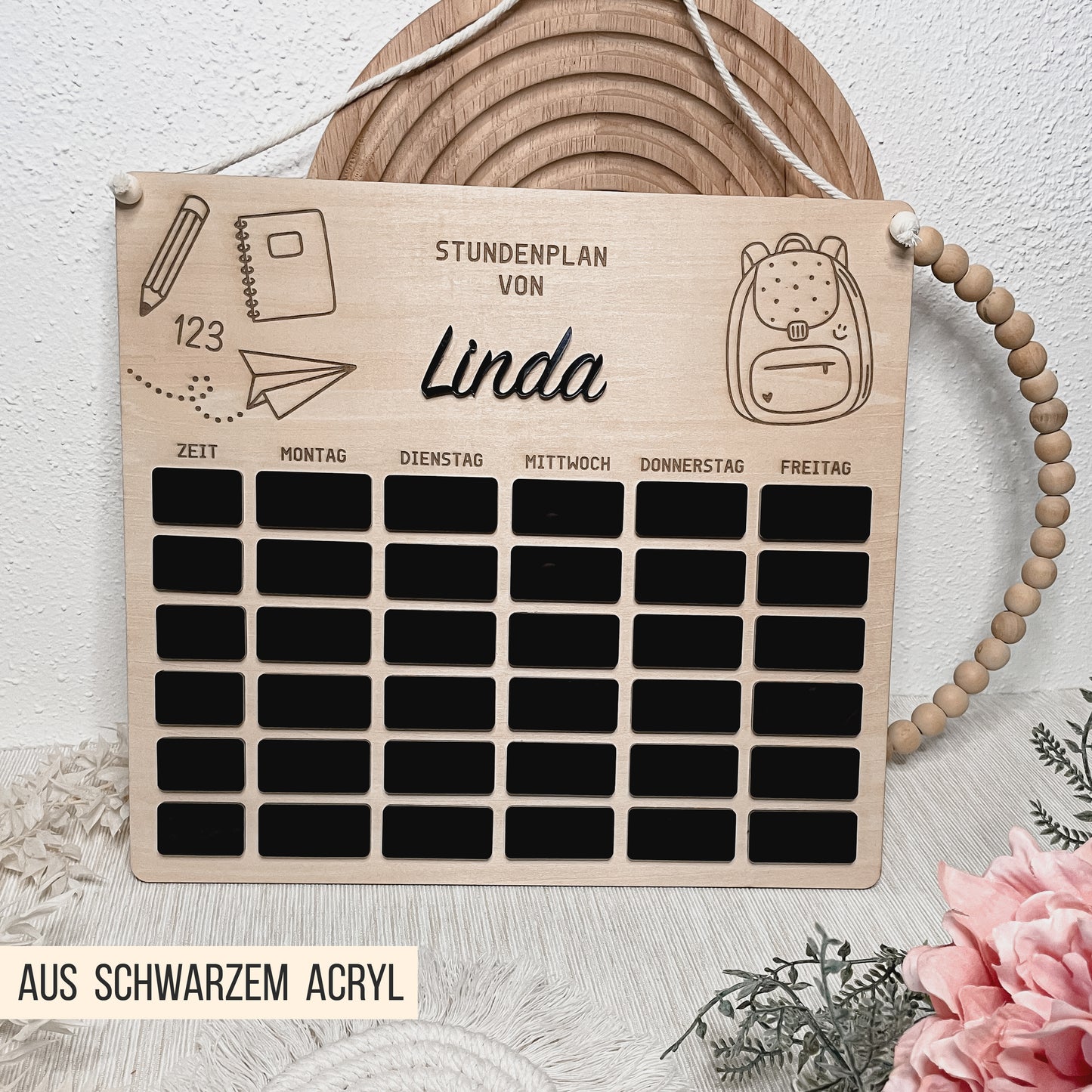 Stundenplan wieder-beschreibbar * mit | ohne Nachmittagsplanung * Bundle * SVG Laserdatei