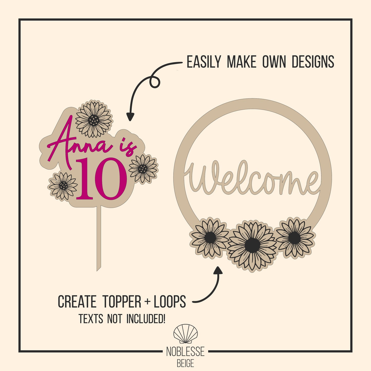 Sonnenblumen Cake Topper | Cake Charm | Loops * Bundle * SVG Laserdatei