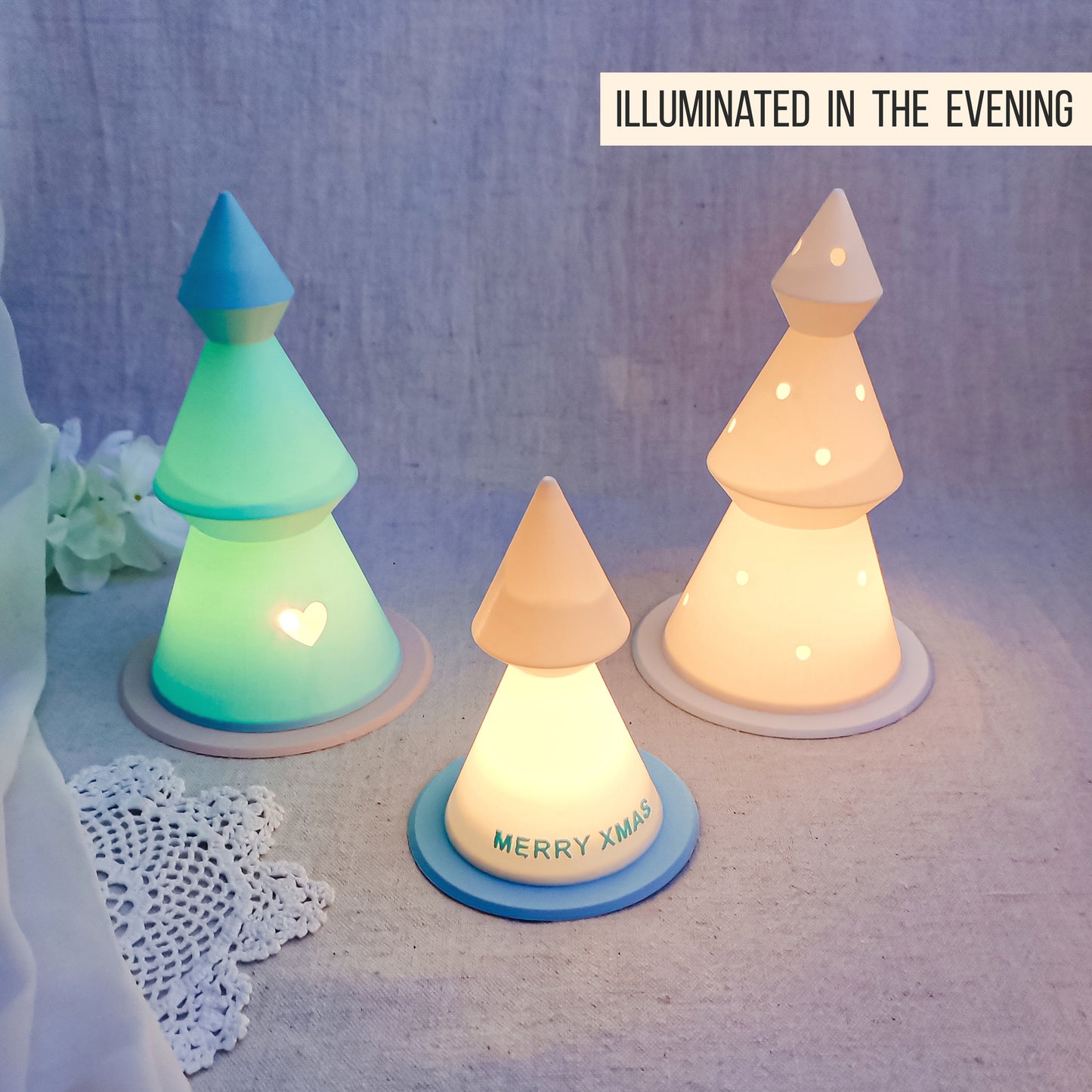 Tannenbaum | Weihnachtsbaum * Bundle mit 6 Designs * mit Halter für LED Teelicht | Ballonlicht * 3D Druckdatei