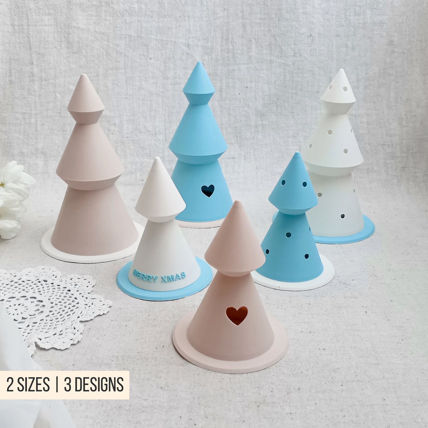 Tannenbaum | Weihnachtsbaum * Bundle mit 6 Designs * mit Halter für LED Teelicht | Ballonlicht * 3D Druckdatei