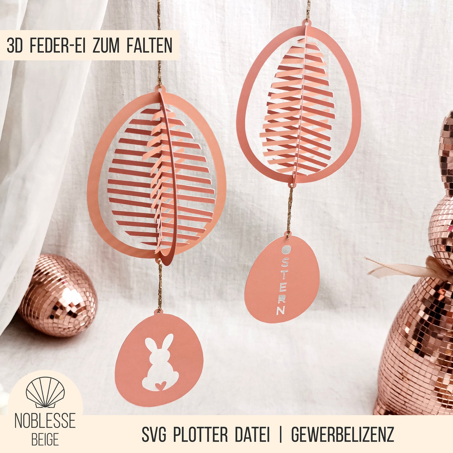3D Feder Osterei zum Falten * mit Anhängern * Bundle * SVG Plotterdatei