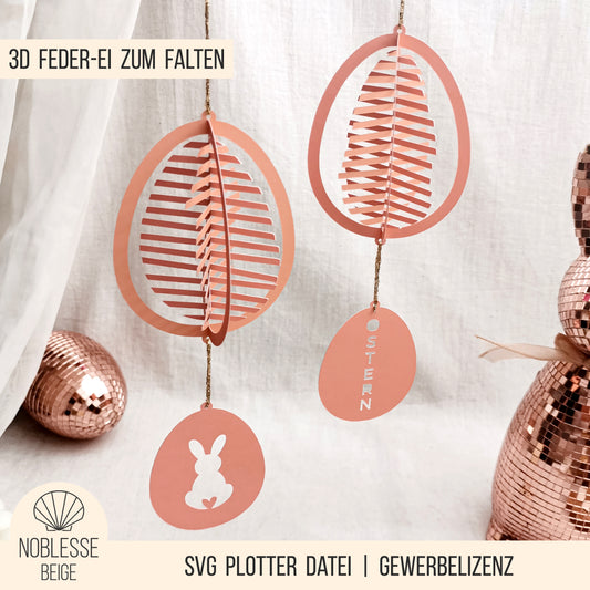 3D Feder Osterei zum Falten * mit Anhängern * Bundle * SVG Plotterdatei
