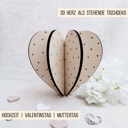 3D Herz * dreidimensionale Herzen zum Stecken * 3mm | 4mm * Bundle * SVG Laserdatei