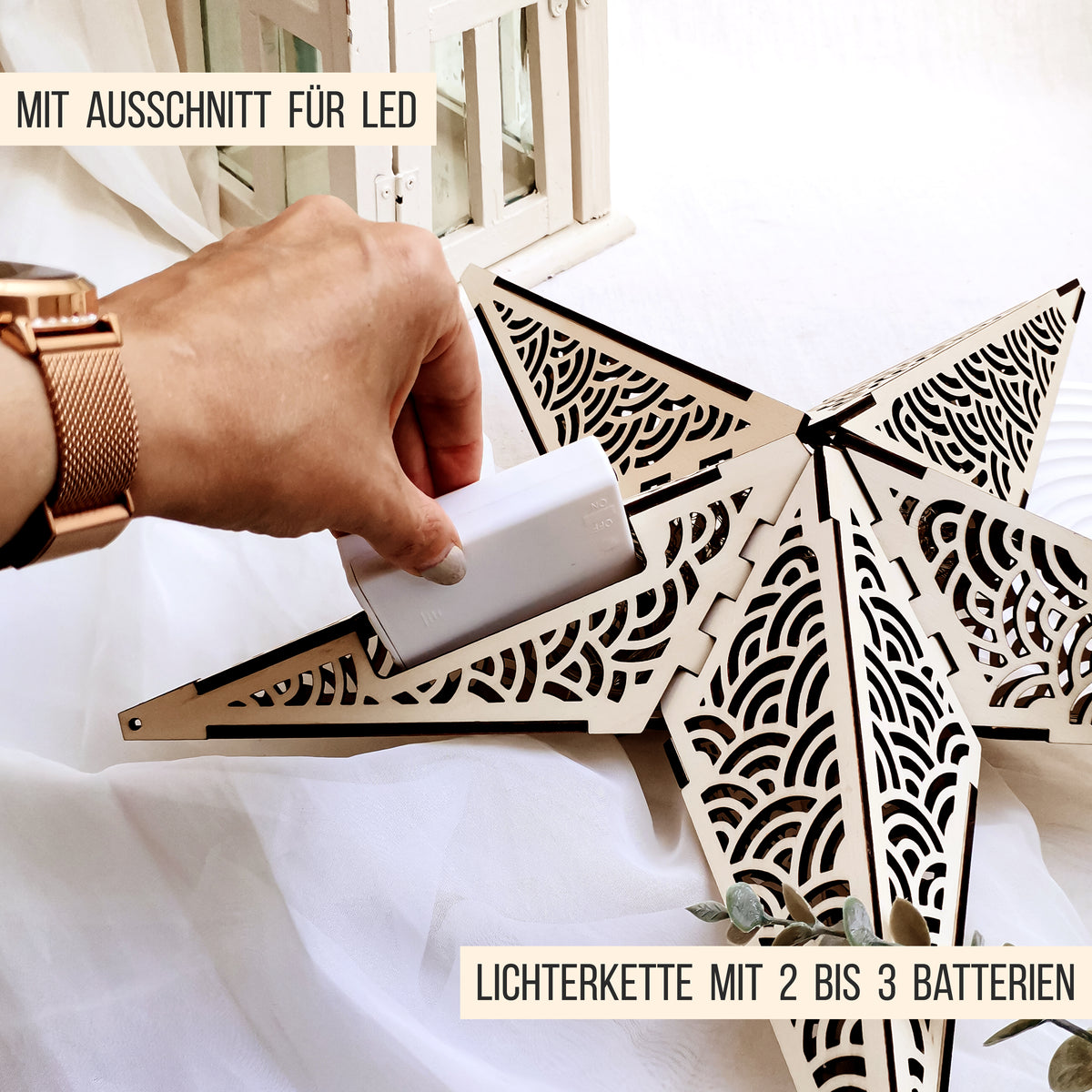 3D Stern Design Bögen Skandi | 40cm LED Leuchtstern Lampe | SVG Laserdatei