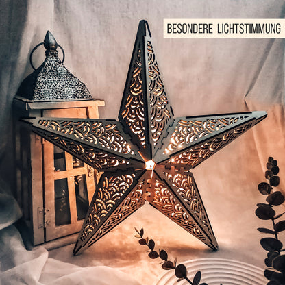 3D Stern Design Bögen Skandi | 40cm LED Leuchtstern Lampe | SVG Laserdatei