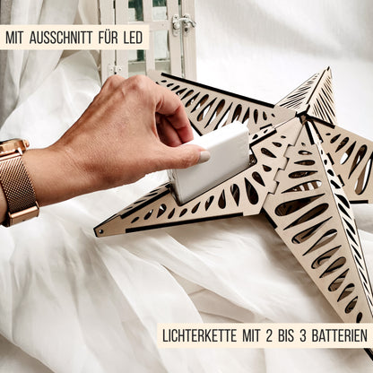3D Stern Design Tropfen Skandi | 40cm LED Leuchtstern | SVG Laserdatei