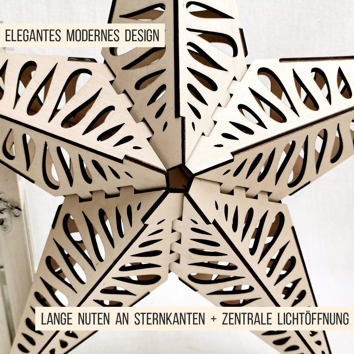 3D Stern Design Tropfen Skandi | 40cm LED Leuchtstern | SVG Laserdatei