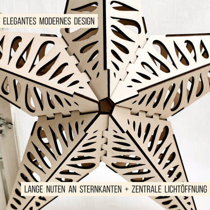 3D Stern Design Tropfen Skandi | 40cm LED Leuchtstern | SVG Laserdatei